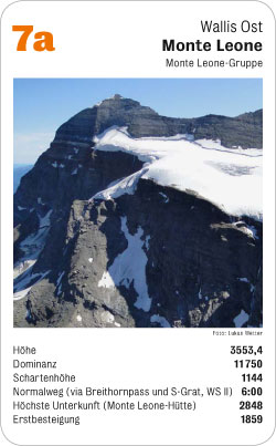 Gipfelquartett, Volume 1, Karte 7a, Wallis Ost, Monte Leone, Monte Leone-Gruppe, Foto: Lukas Wetter.